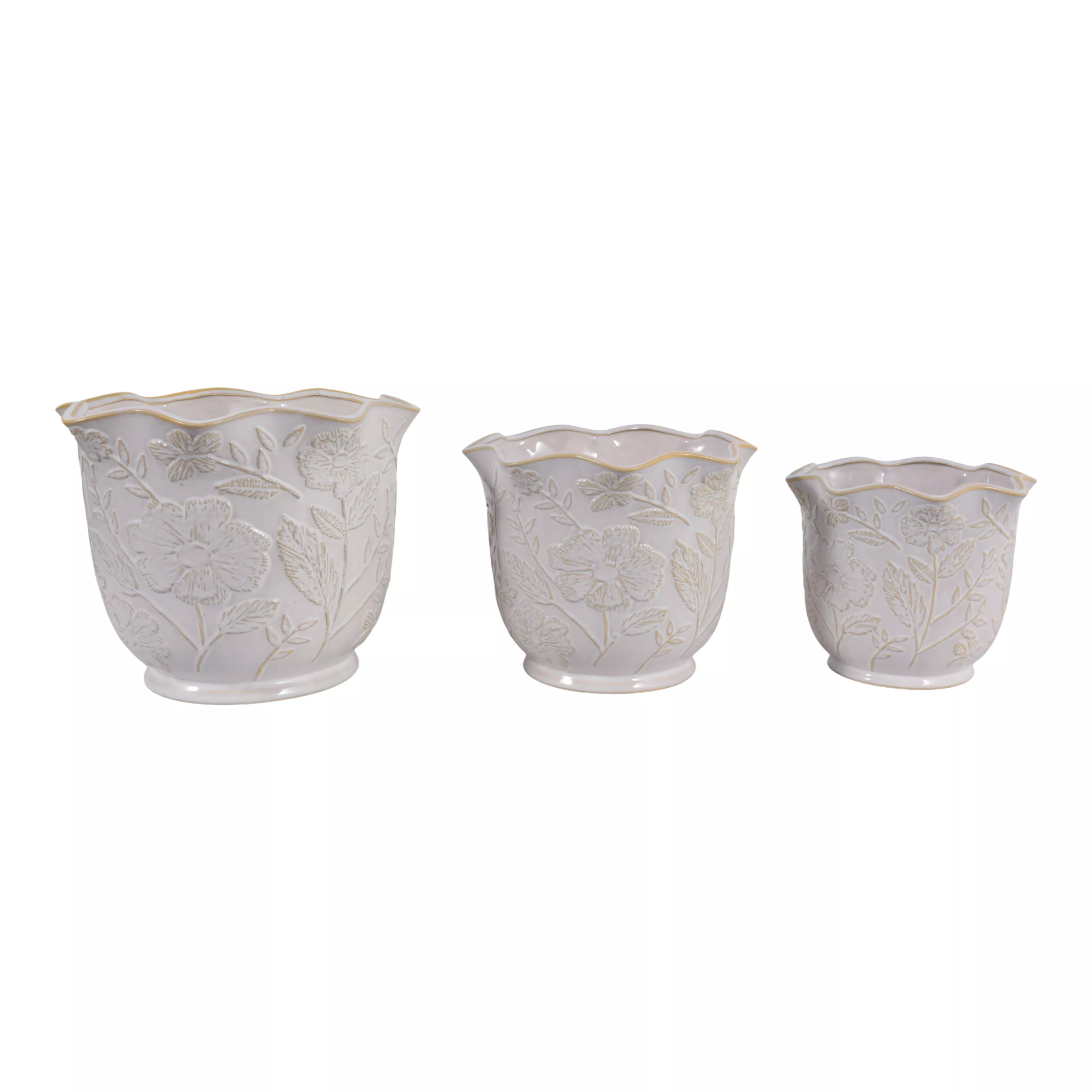S/3 Wildflower Ruffle Planters