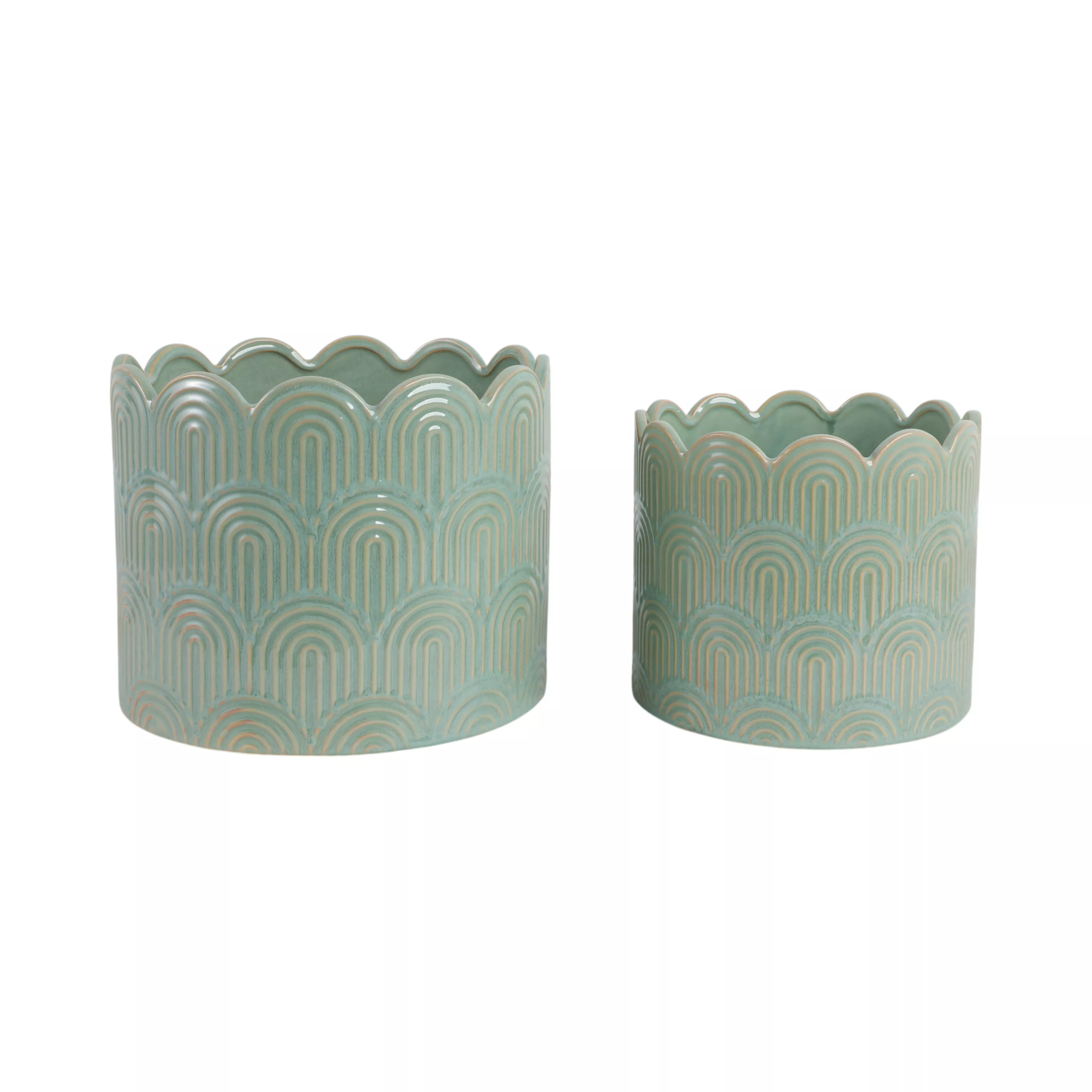 Sage Green Arch Stone Planters set