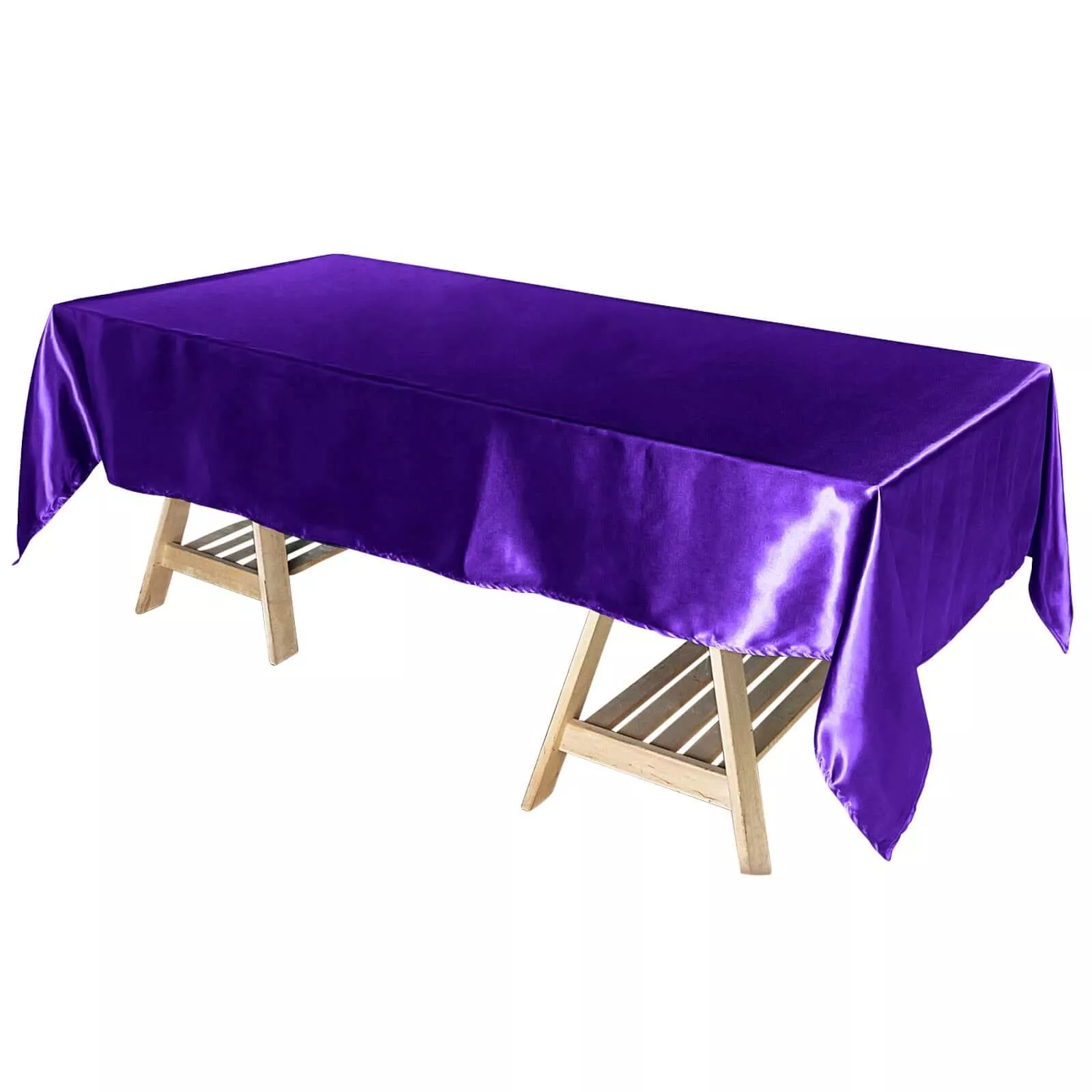 Satin Rectangular 60"x102" Tablecloth Purple - Smooth and Lustrous Table Cover