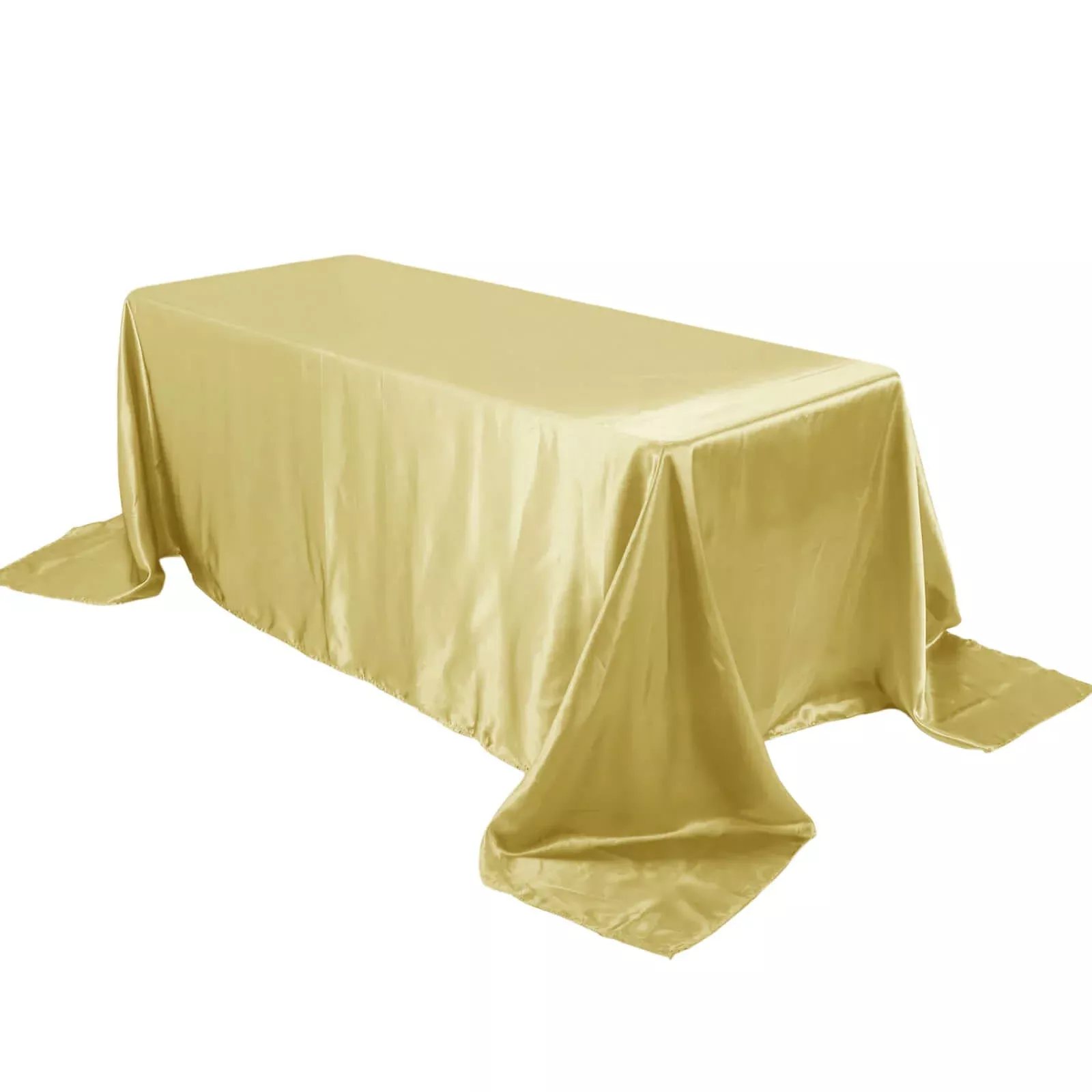 Satin Rectangular 90"x132" Tablecloth Champagne - Seamless Table Cover