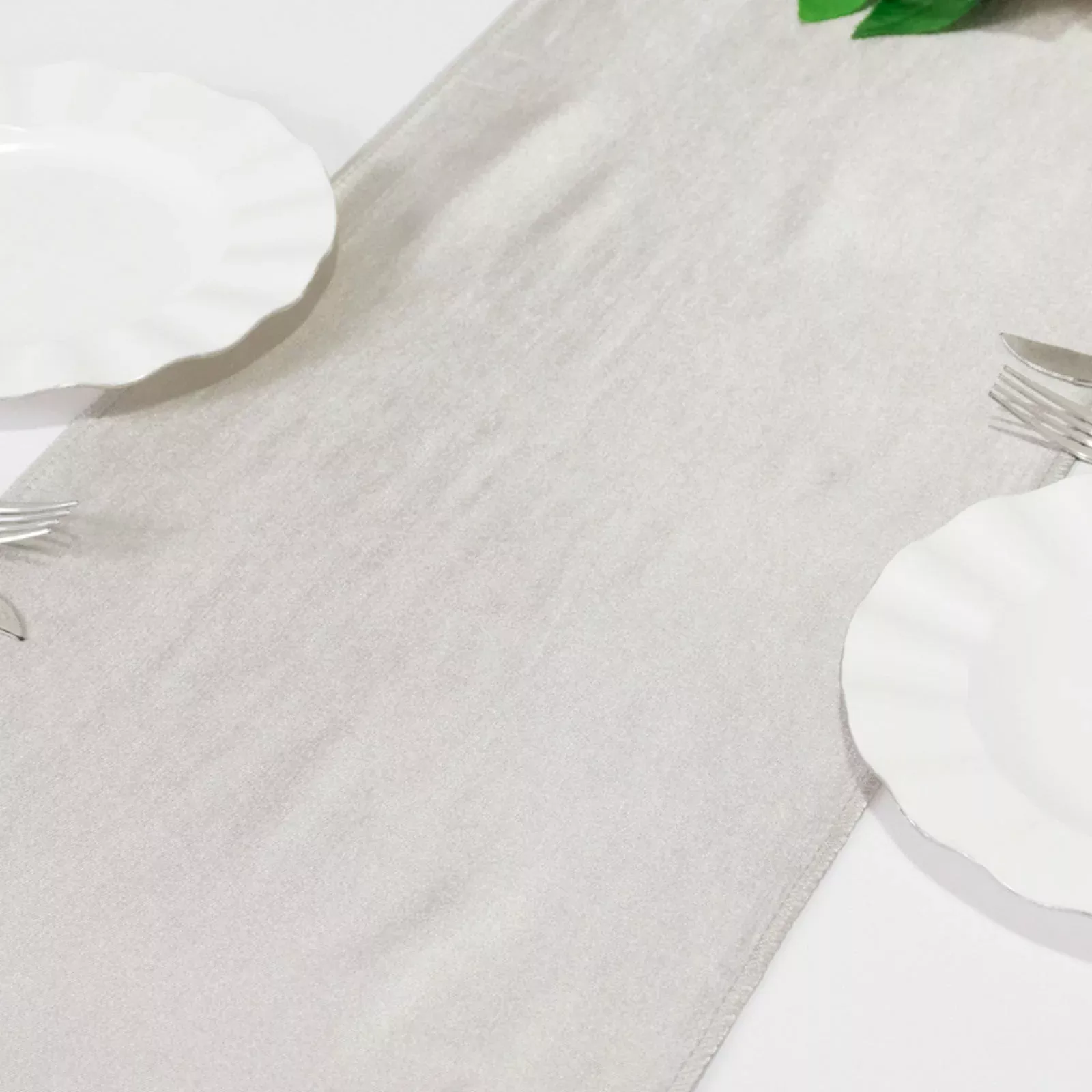 Scuba Polyester 12"x108" Table Runner Shimmer Silver - Wrinkle-Free Table Linen