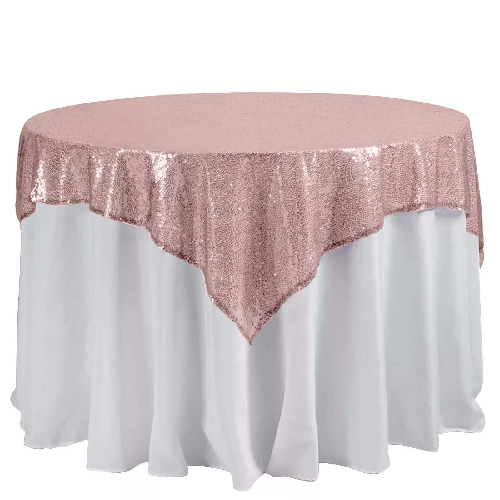 Sequin 60"x60" Table Overlay Square Tablecloth Blush - Luxe Wedding Table Topper