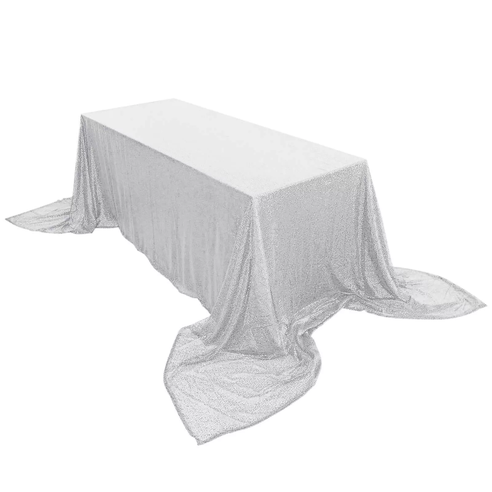 Sequin 90"x156" Rectangle Tablecloth Silver - Seamless Twinkling Table Cover