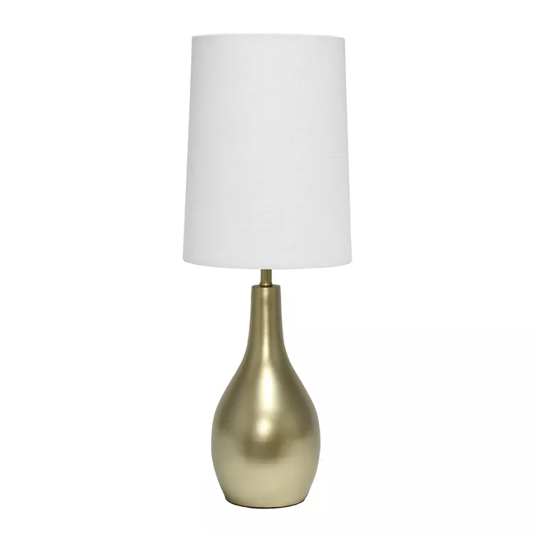 Simple Designs 1 Light Tear Drop Table Lamp, Gold