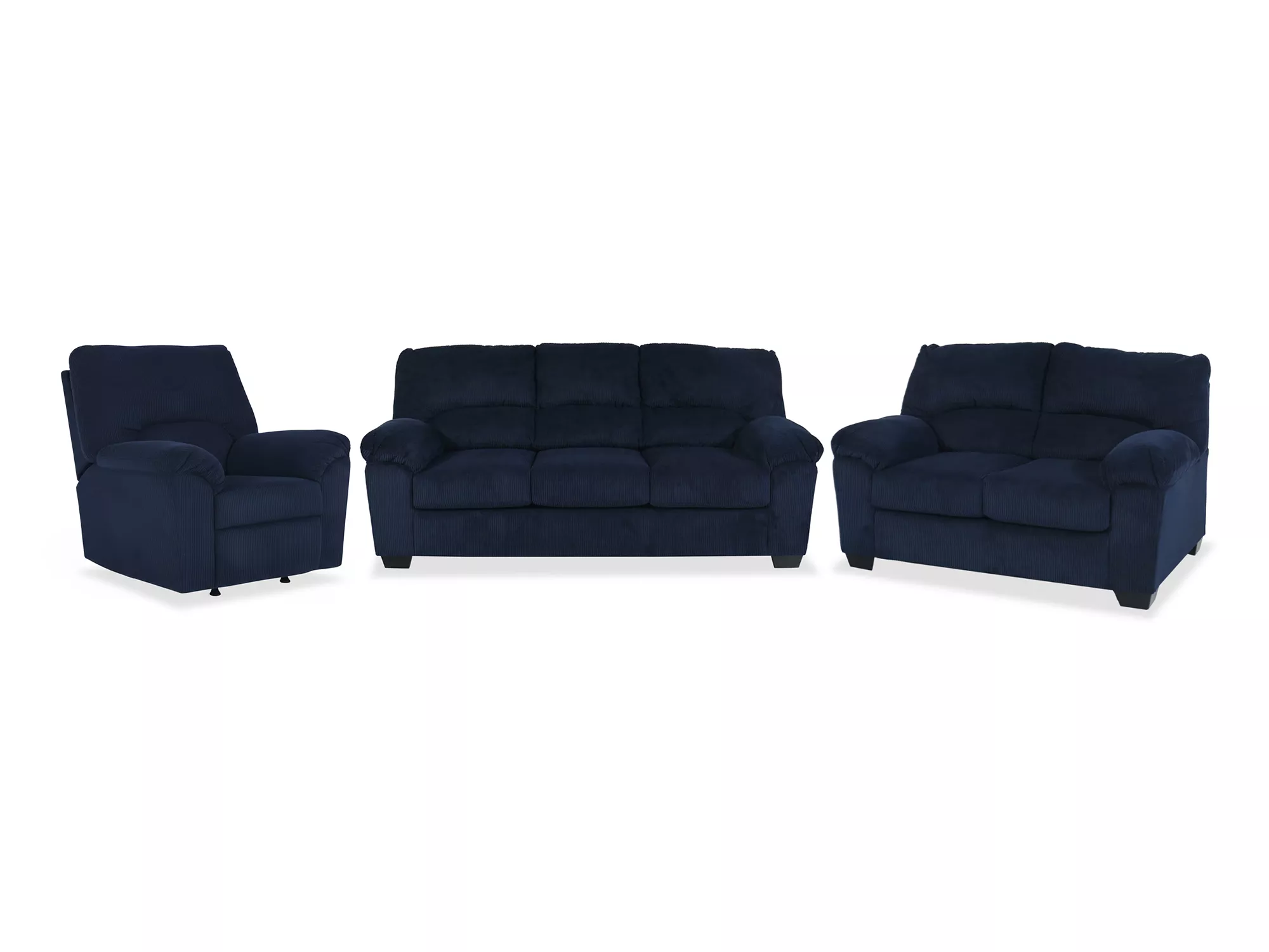 Simplejoy Navy 3 Piece Living Set