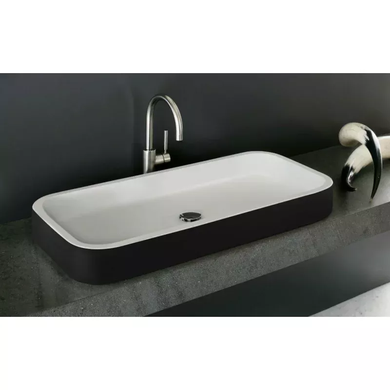 Solace-B Black-Wht Rectangular Stone Vessel Sink