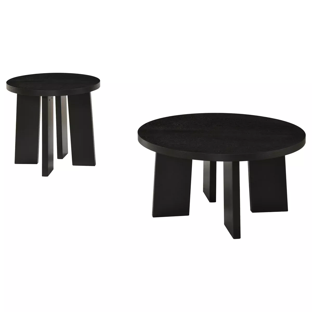 Strouse 2-Piece Round Coffee and End Table Set in Black