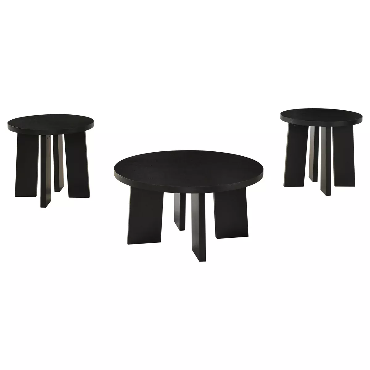 Strouse 3-Piece Round Coffee and End Table Set in Black