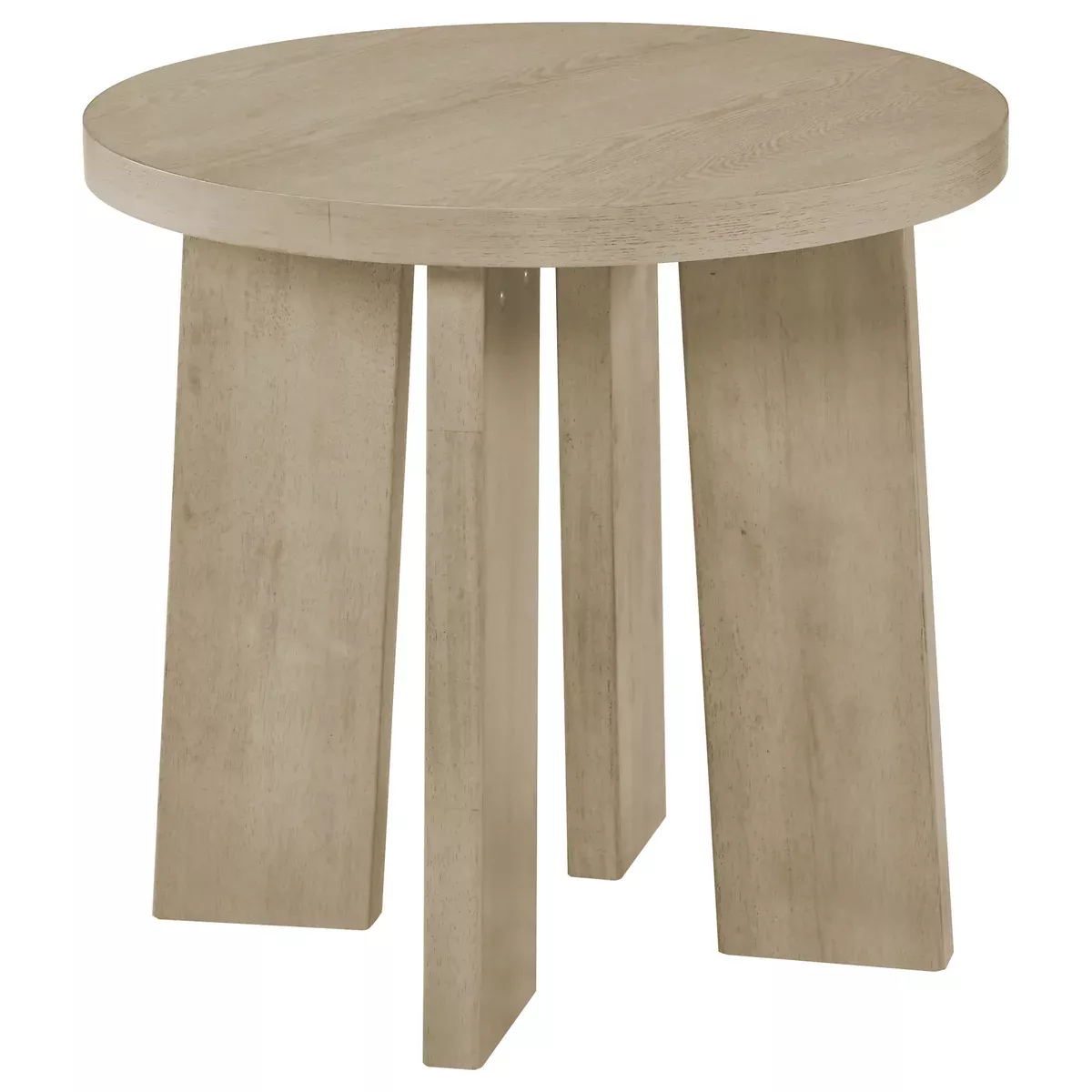 Strouse Contemporary Round End Table in Natural Oak