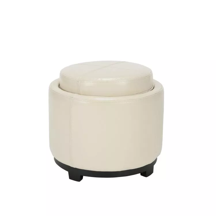 Stylish Round Ottoman Storage Tray with Seating & Serving Space
