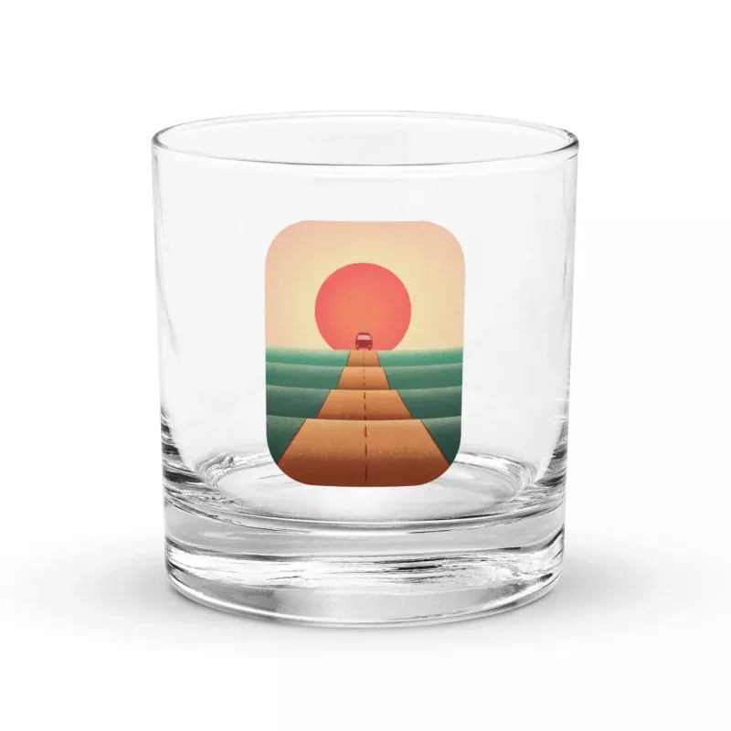 Sunset Road Rocks Glass