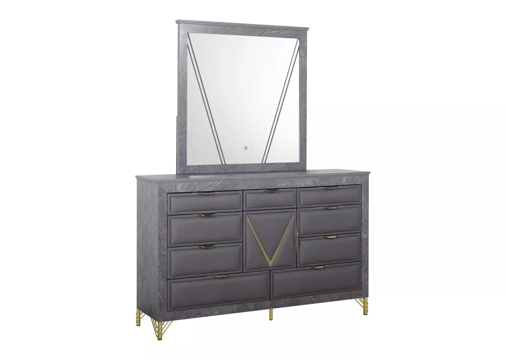 SYMMETRY LIGHTED MIRROR - CHARCOAL