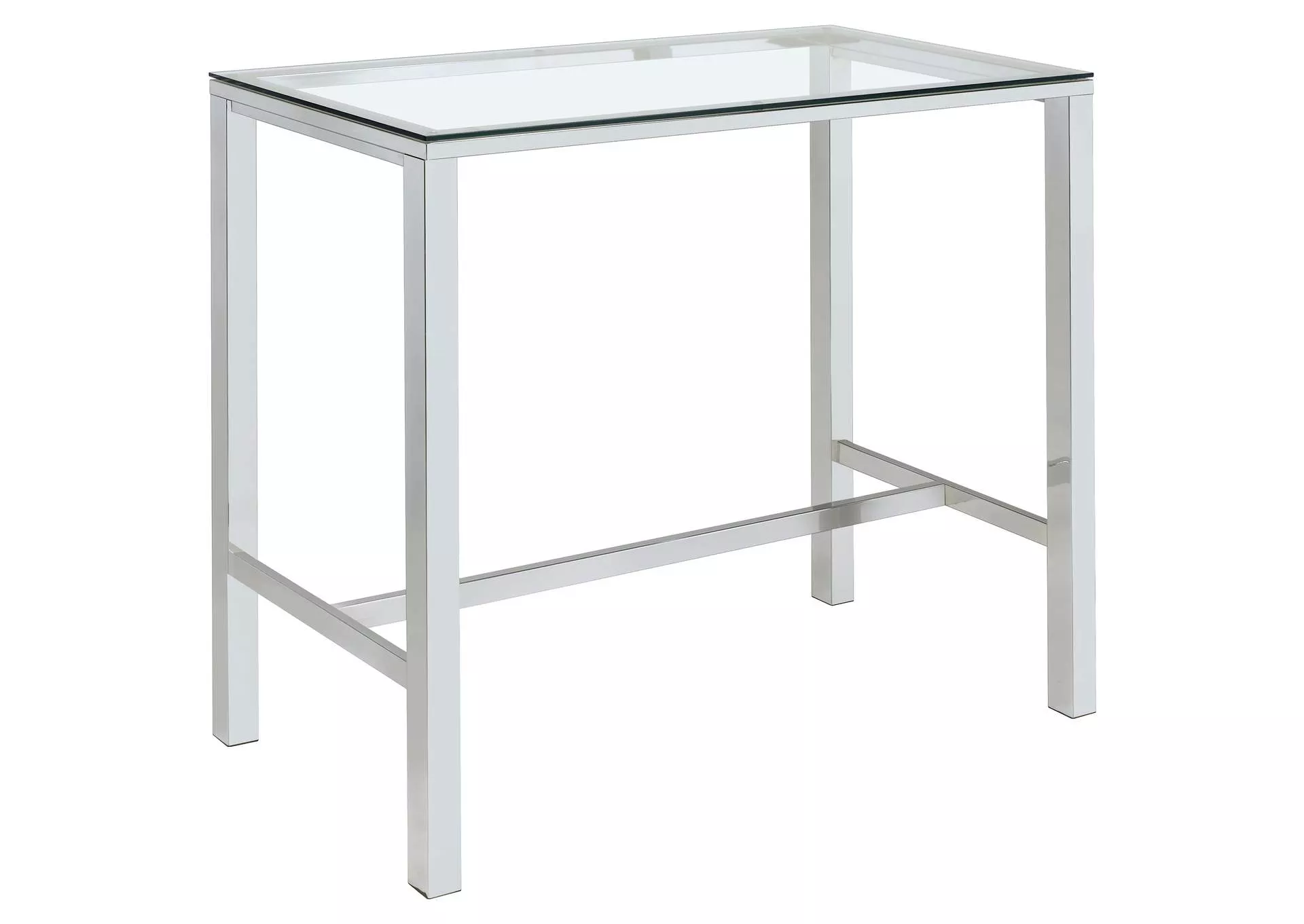 Tolbert 47-inch Rectangular Tempered Glass Top Bar Table Chrome