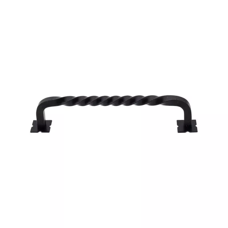 Top Knobs Square Twist D Pull with Backplates in Patina Black