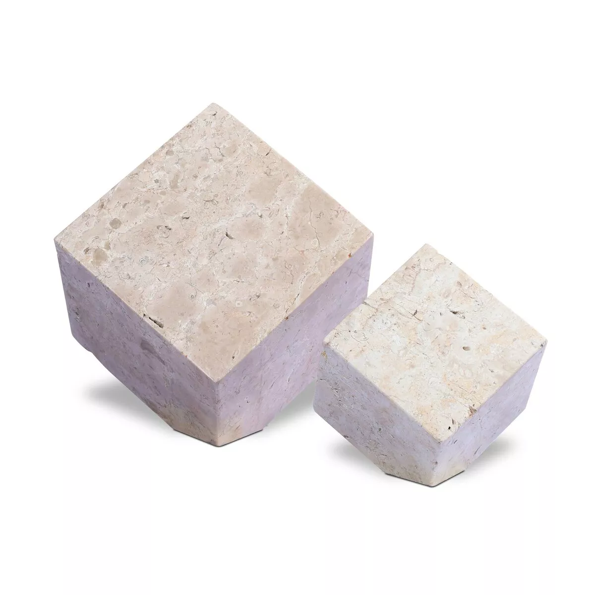 Travertine Cube Sculpture Set