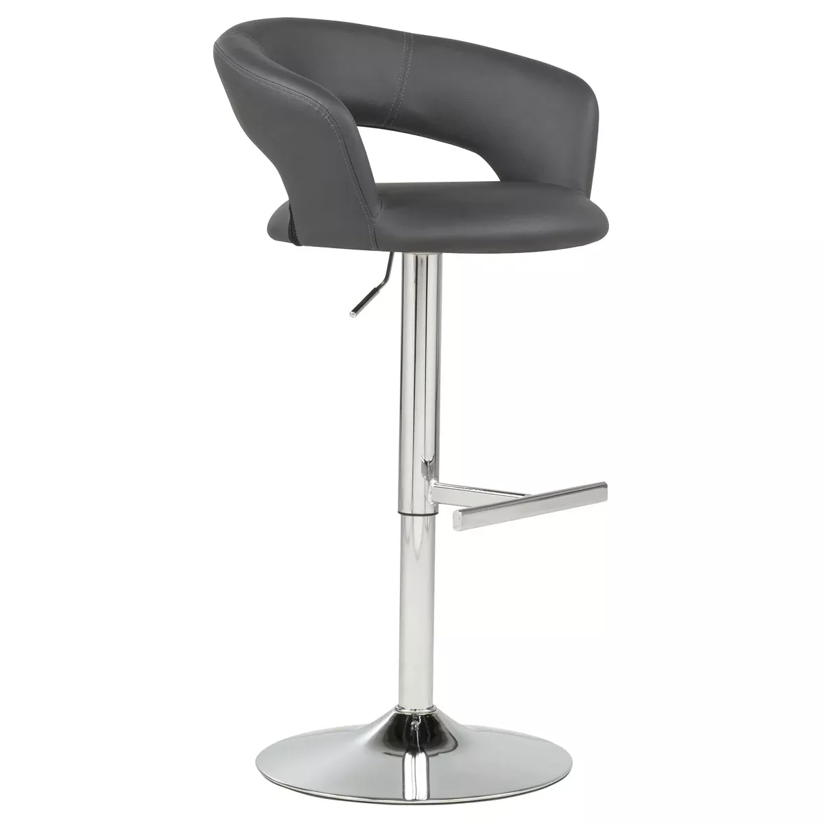 Travia Adjustable Leatherette Swivel Bar Stool Grey and Chrome