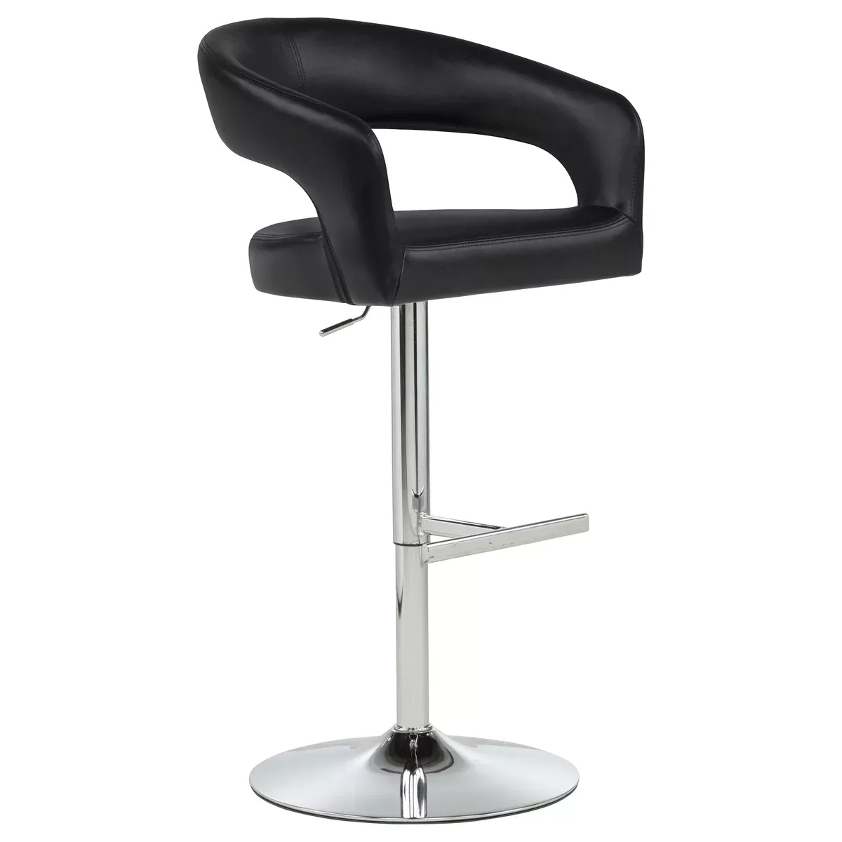 Travia Leatherette Upholstered Adjustable Bar Stool Black