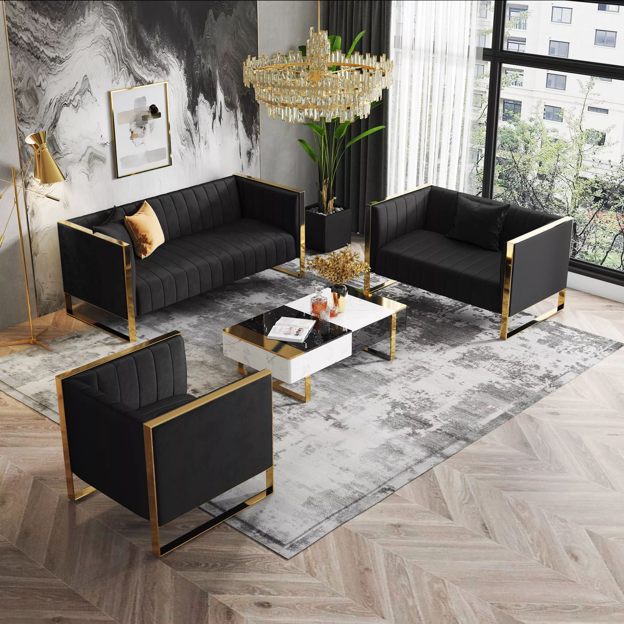 Trillium Black 3-Piece Set