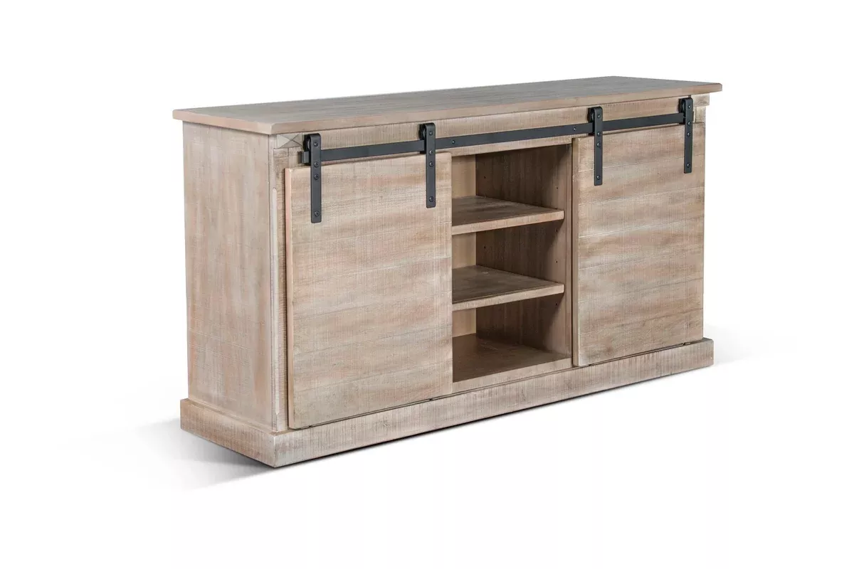 TV Console With Barn Door - Beige