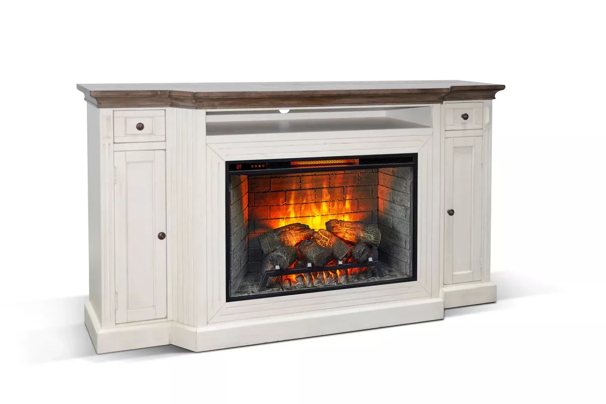 TV Console Without Slate - Buckskin / Marble White