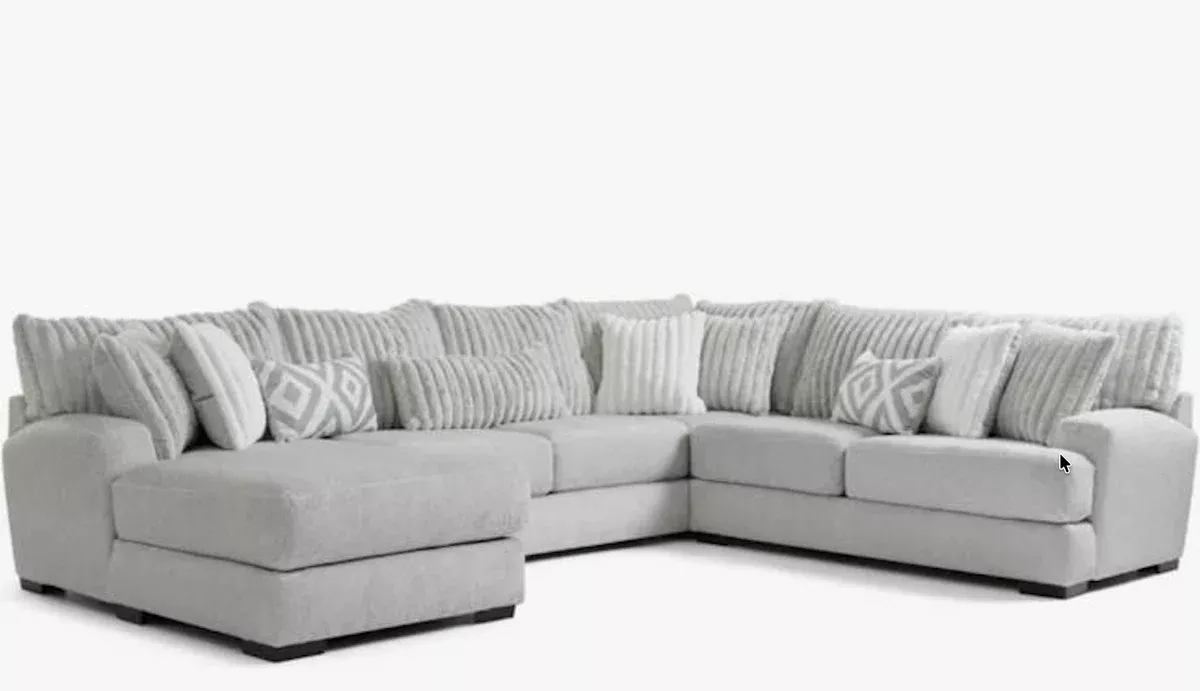Tweed Silver 3-Piece Sectional with Left Chaise