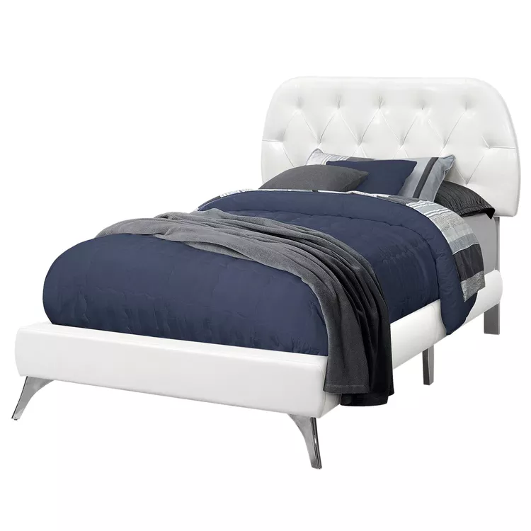 Twin Size Platform Bed, Pu Leather Look