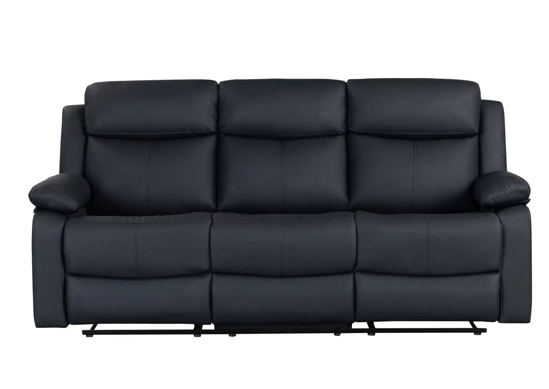 U6026 BLACK POLYURETHANE 72A RECLINING SOFA WITH LED