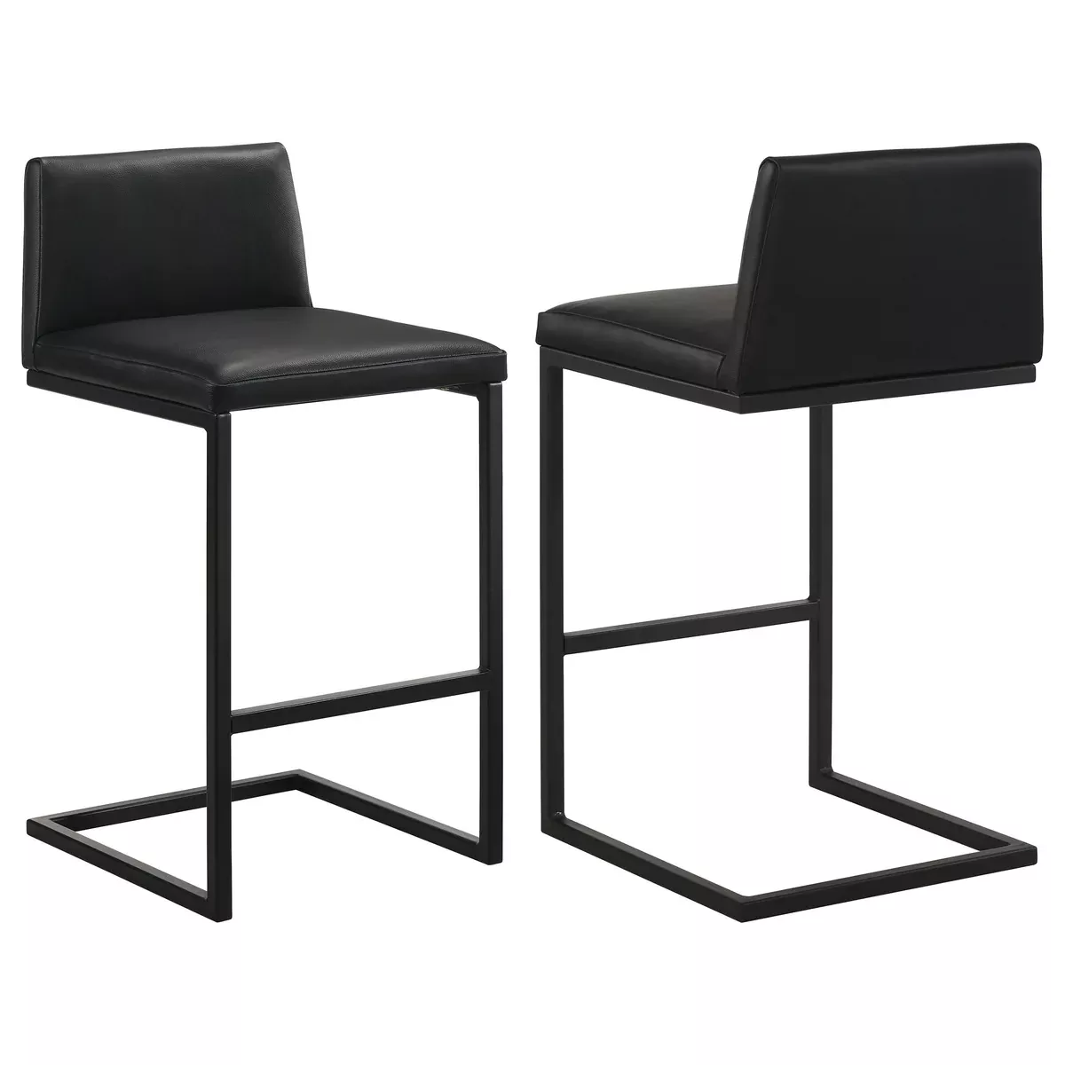 Vardon Genuine Leather Bar Stool Black (Set of 2)