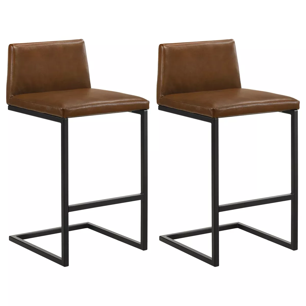 Vardon Genuine Leather Bar Stool Dark Brown (Set of 2)