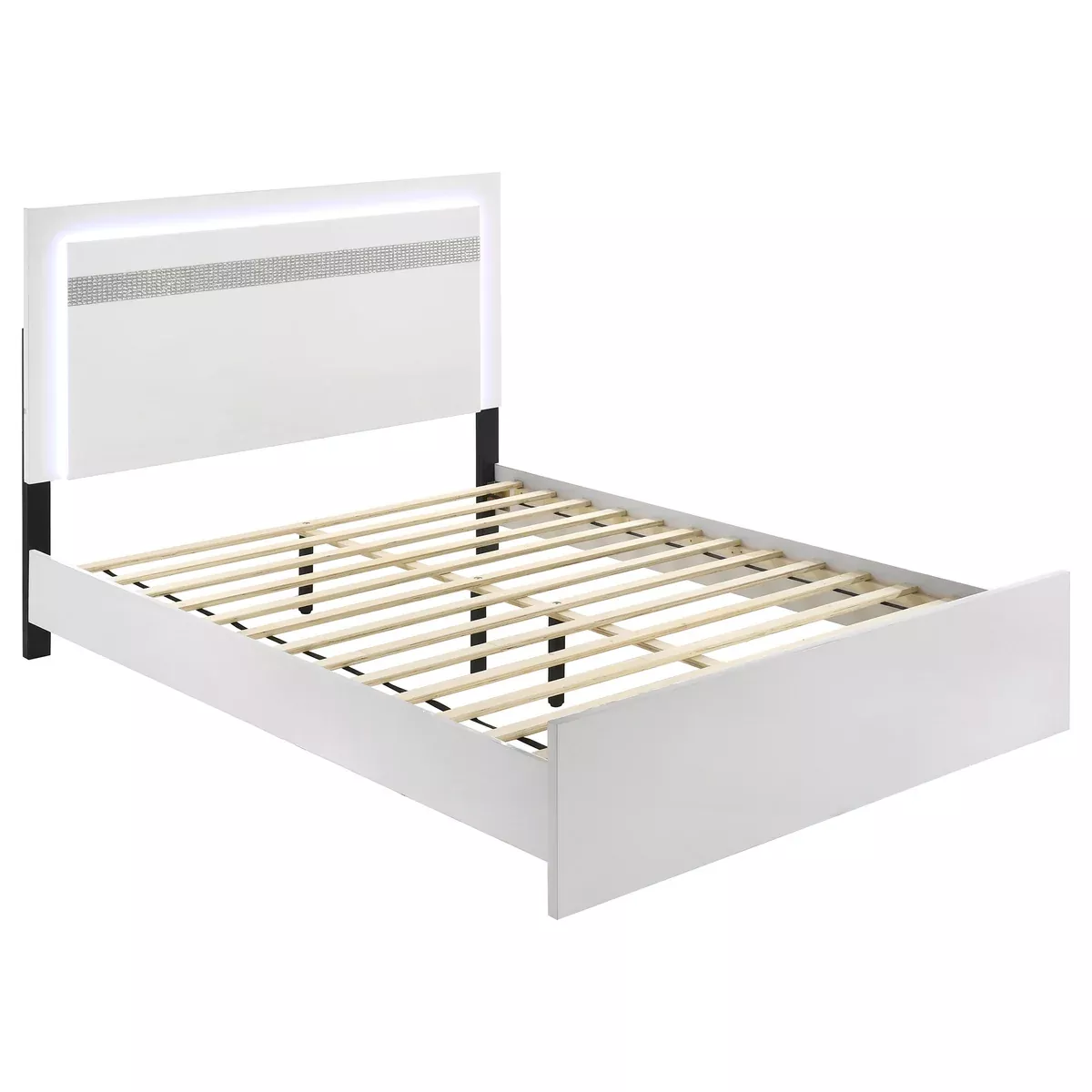 Viana Touch-Control LED Queen Platform Bed White High Gloss