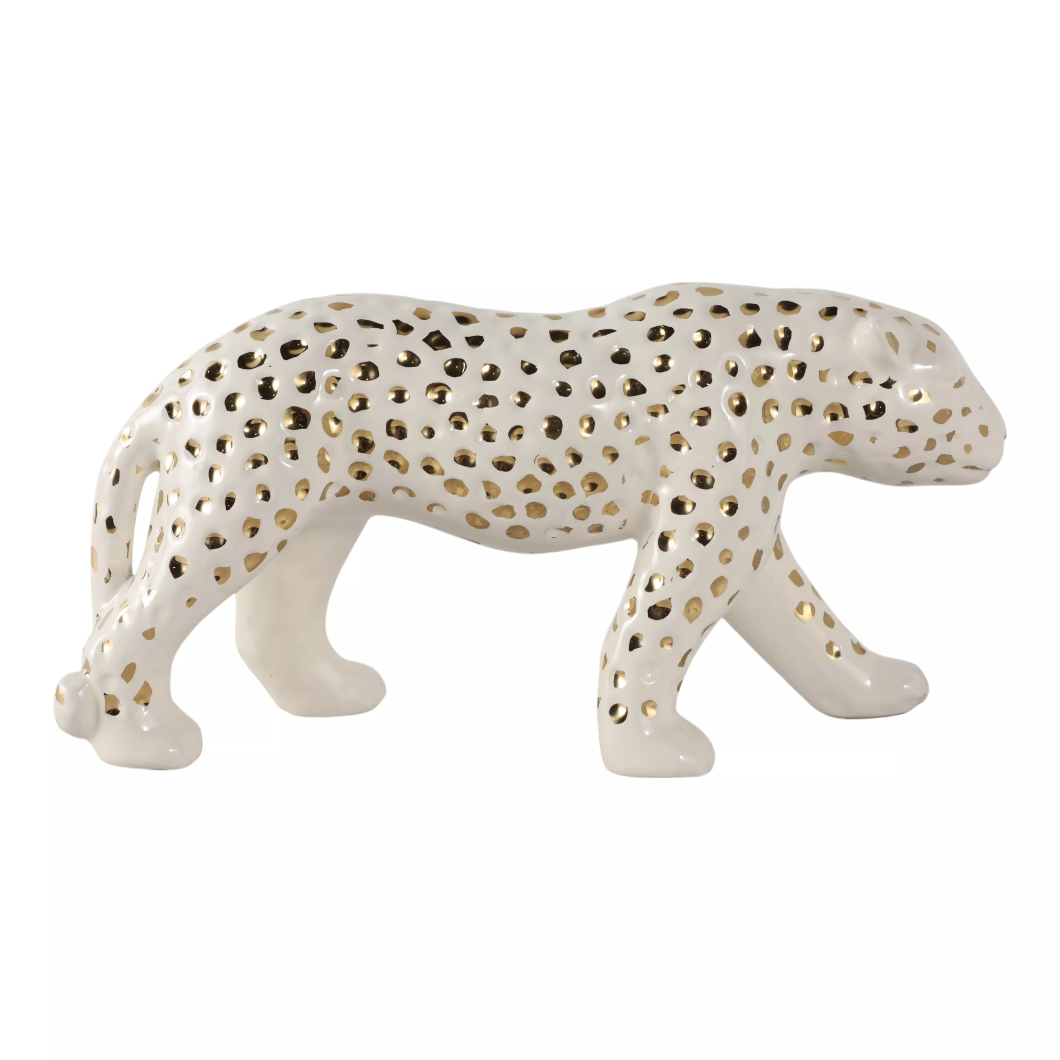 Walking Leopard, White/Gold