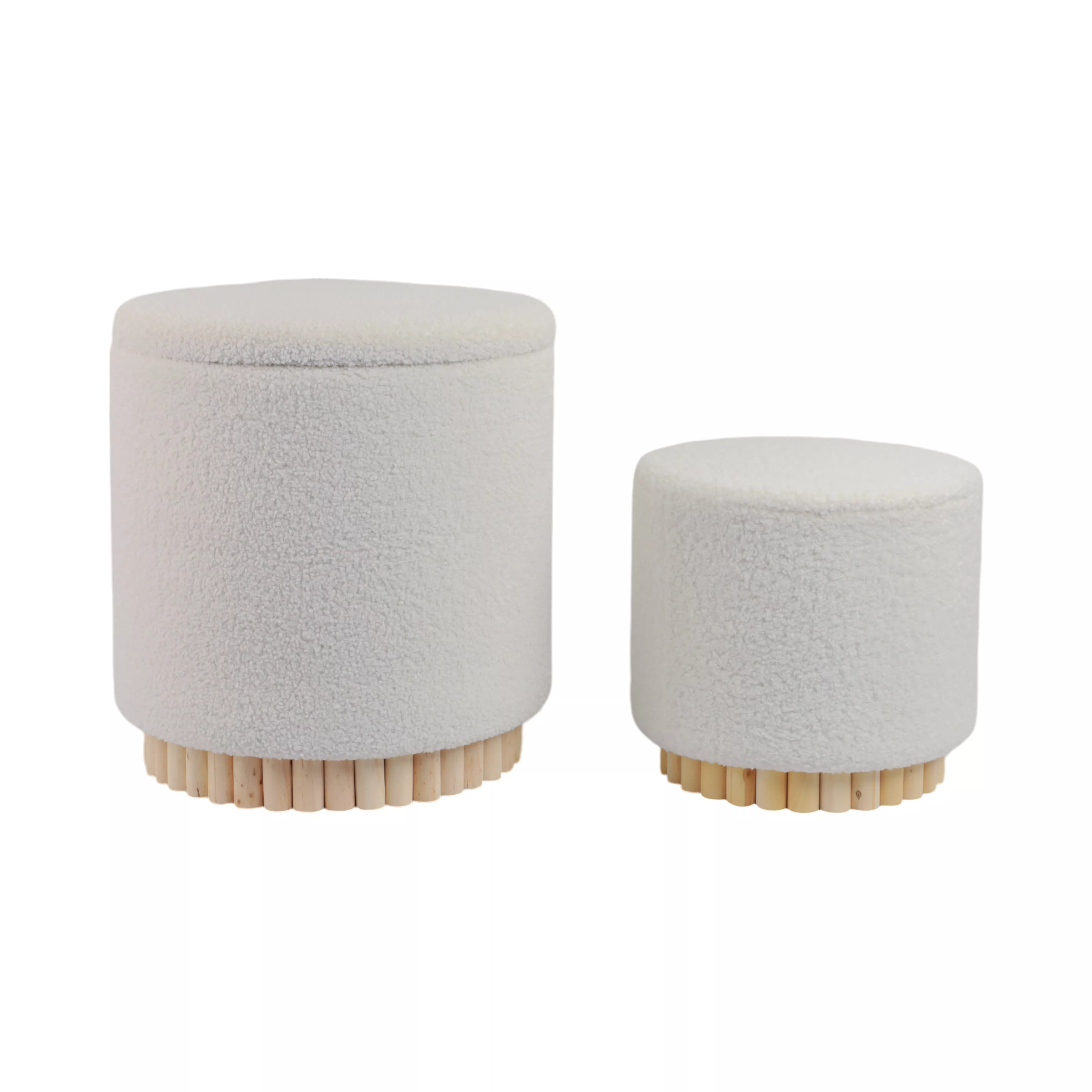 White Boucle Fluted Ottoman