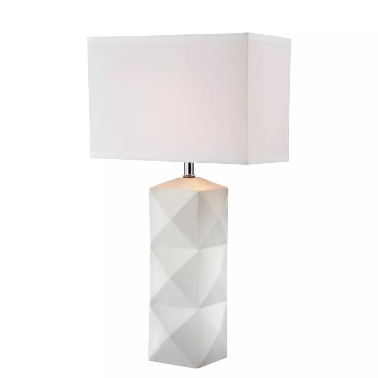 White Ceramic Table Lamp E27 150W - Lite Source