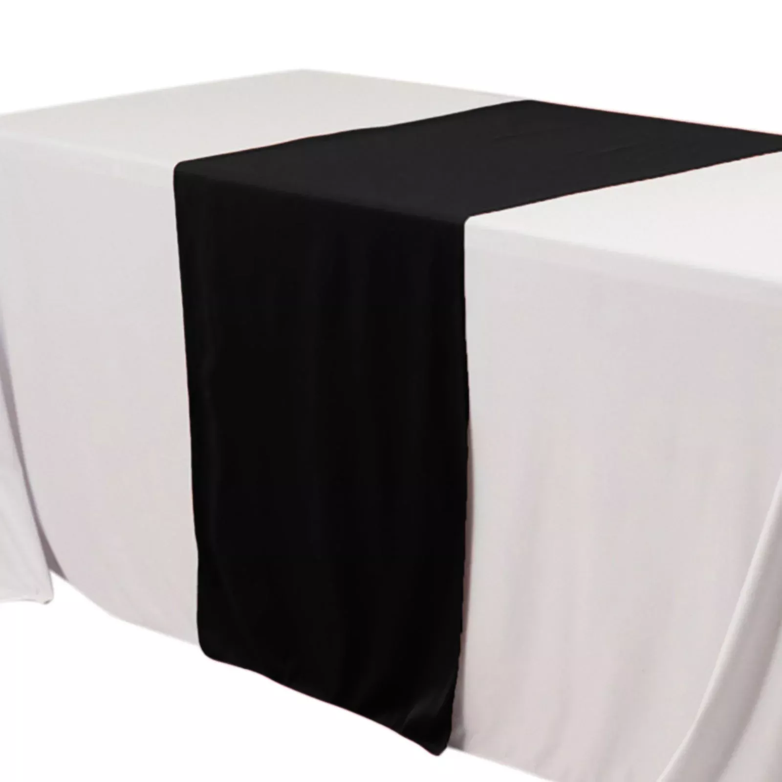 Wide Polyester 24"x72" Table Runner Black - Durable Trade Show Table Linen