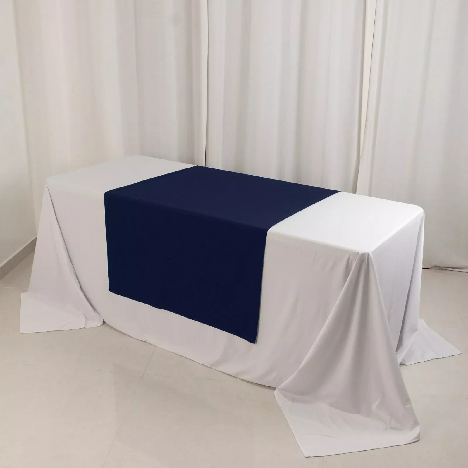 Wide Polyester 36"x72" Table Runner Navy Blue - Durable Trade Show Table Linen