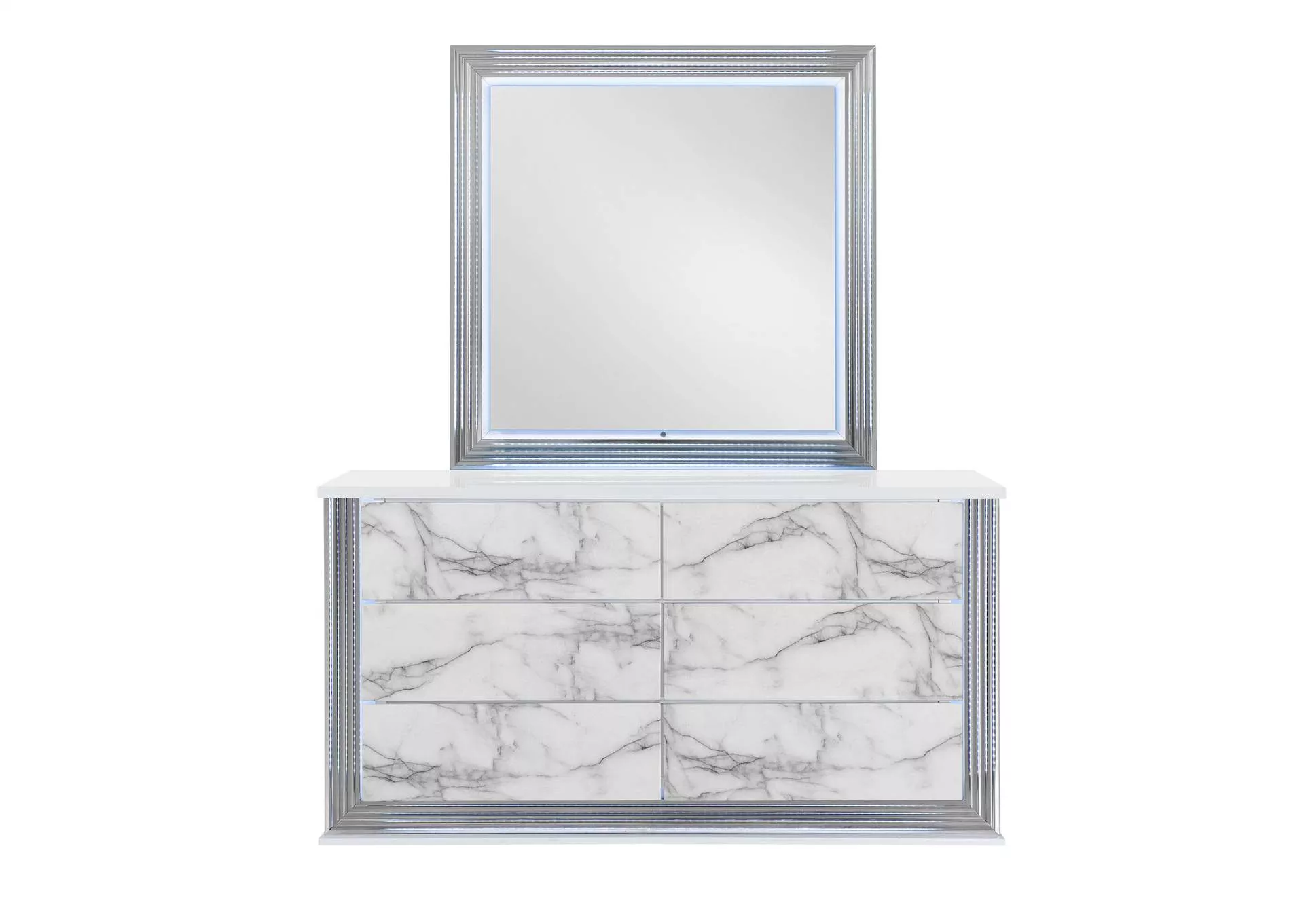 YLIME WHITE MARBLE DRESSER WITH LED