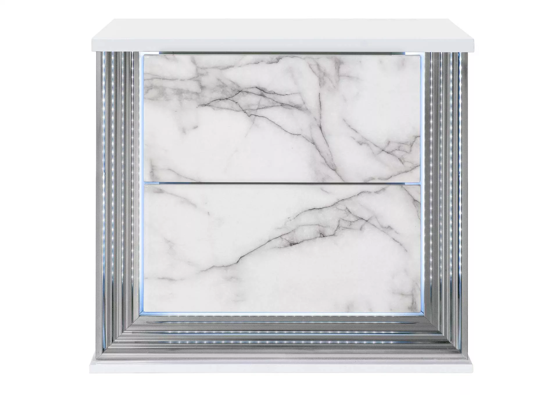 YLIME WHITE MARBLE NIGHTSTAND WITH LED