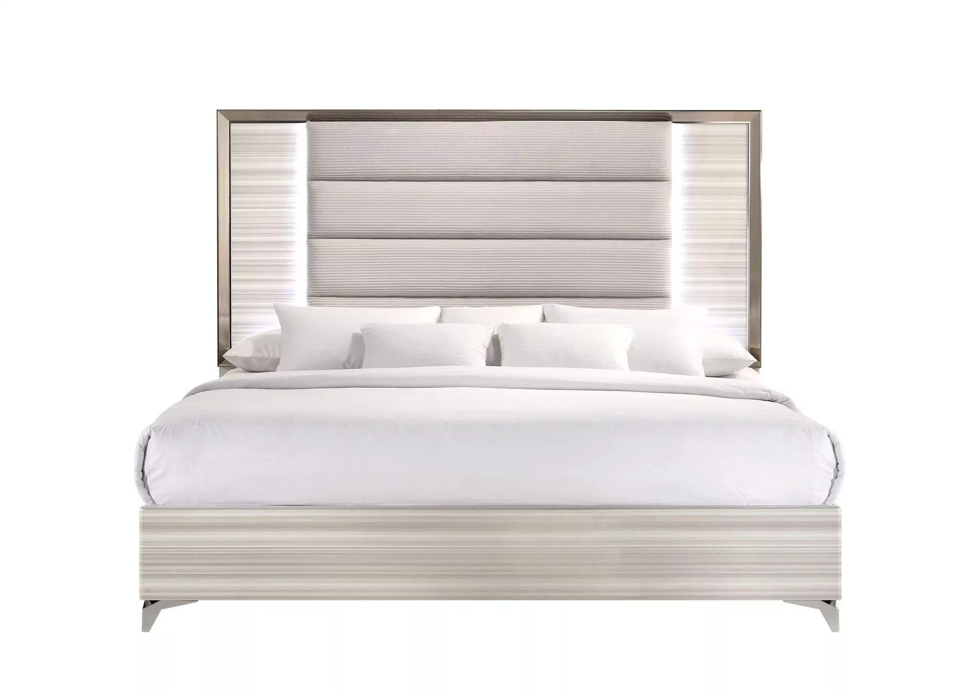 ZAMBRANO WHITE KING BED WITH LED