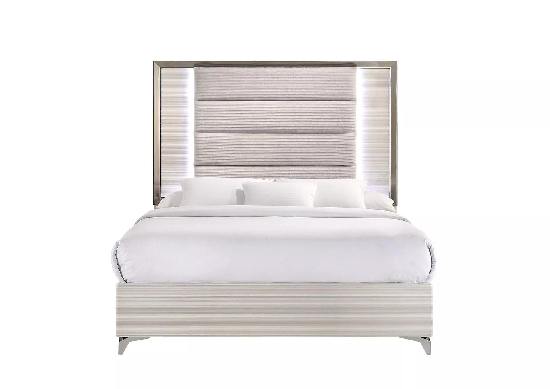 ZAMBRANO WHITE QUEEN BED WITH LED